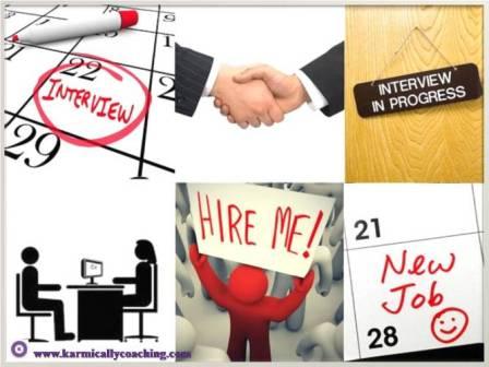 Collage of 6 steps leading to a job interview 