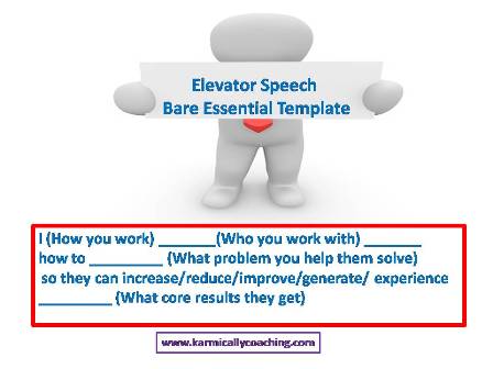 Basic Elevator Speech or USP template