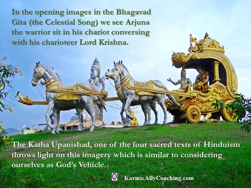 The Katha Upanishad, one of the four sacred texts of Hinduism throws light on this imagery which is similar to considering ourselves as God’s Vehicle. 