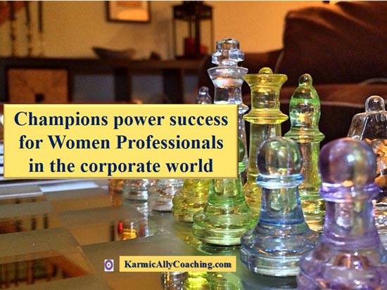 Board with glass chess pieces reflecting championing women in workplace