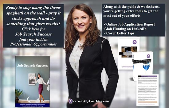 Professional woman inviting you to check out the job search success bundle