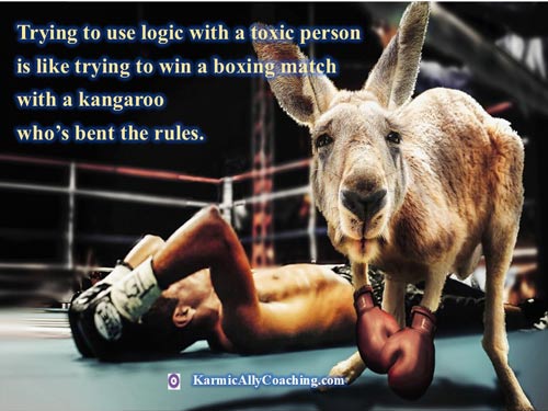 Trying to use logic with a toxic person is like trying to win a boxing match with a kangaroo