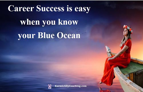 Happy woman professional who found her blue ocean for career success
