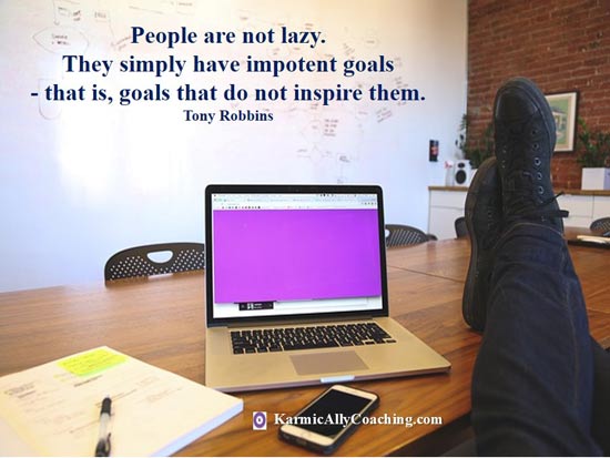Tony Robbins quote on lazy people without goals