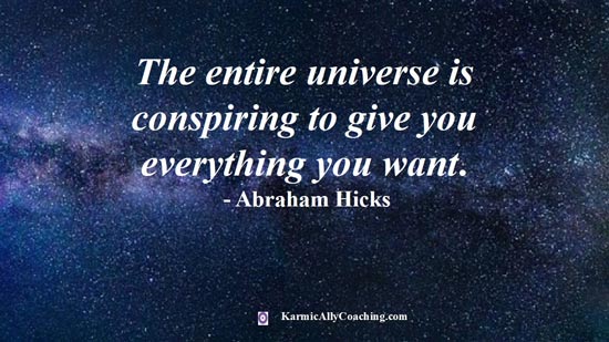 Abraham Hicks quote on abundance against backdrop of universe