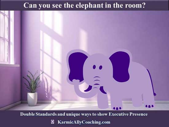 Purple elephant in a purple room and the topic of double standards in the workplace for women