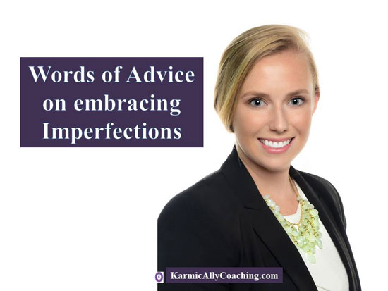 Smiling woman professional with final words of advice on embracing imperfections