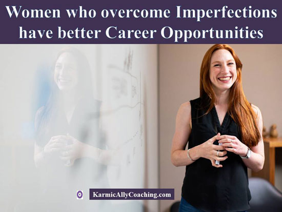 Smiling woman professional in front of presentation board