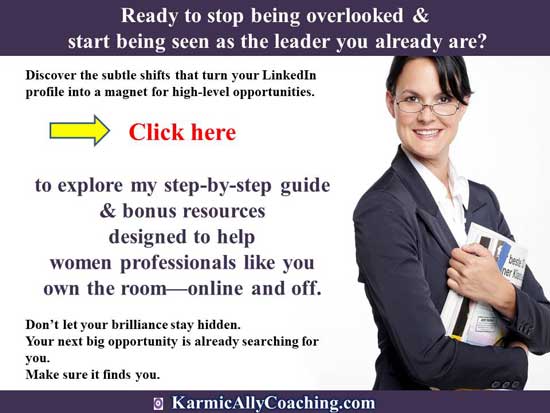Click here to monitor your efforts at brand building and Executive Presence on LinkedIn Woman professional smiling because she is monitoring her efforts of executive presence on LinkedIn