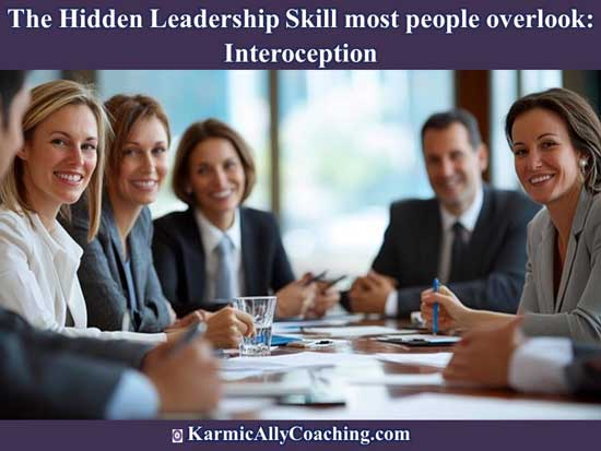Professionals in meeting room smiling