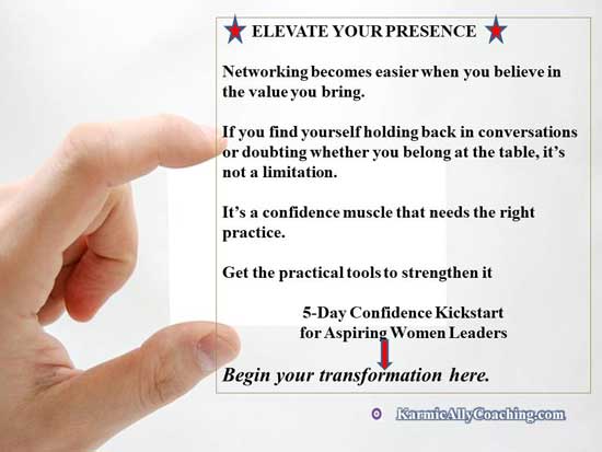 Fingers holding card and invitation to join the 5-day confidence kickstart course
