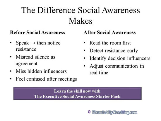 Improve your social awareness skill with this starter pack Table showing difference social awareness makes