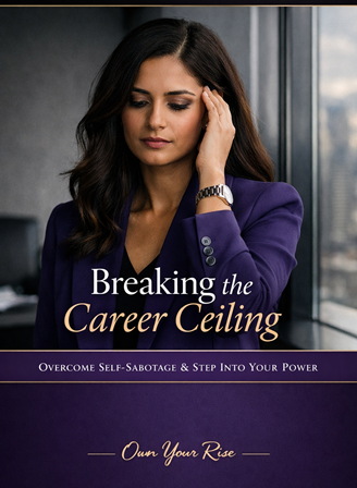 Breaking the Career Ceiling course ai generated image of woman holding her temple 
