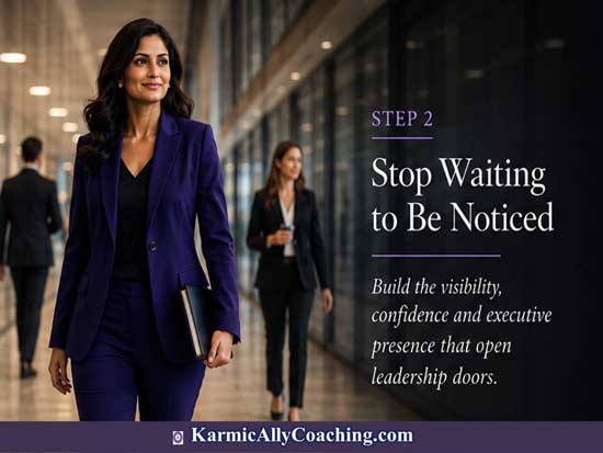 Smiling woman professional walking in office building corridor having developed the habit of not waiting to be noticed. AI generated