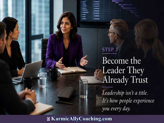 Woman professional leading meeting with team. Her habits have made her a trusted leader. AI generated image