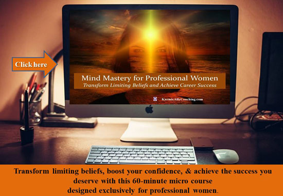 Mind Mastery for Professional Women dealing with thoughts and beliefs in laptop on a desk